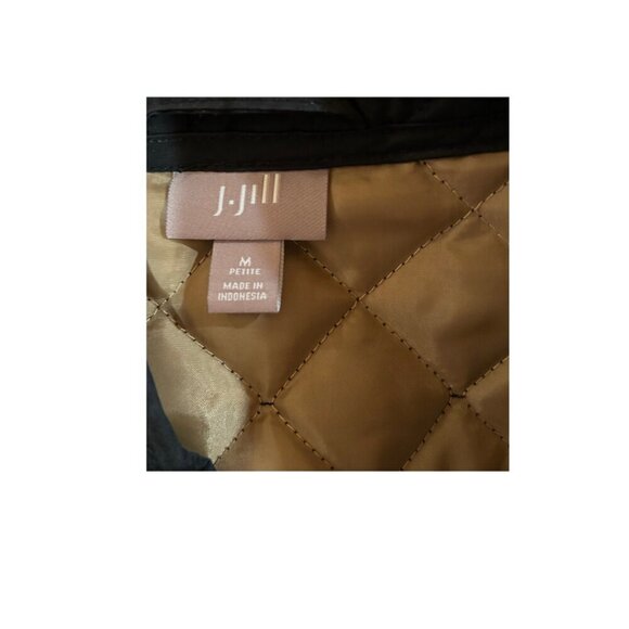 J. Jill Quilted Puffer Snap Front Vest Black with Gold Interior Size MP - Picture 3 of 8